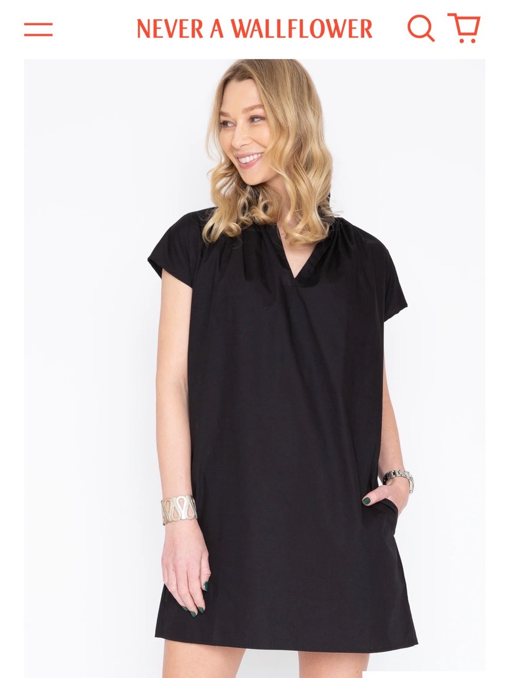Never a Wallflower Vickie short dress Black poplin cap sleeve - Picture 3 of 10